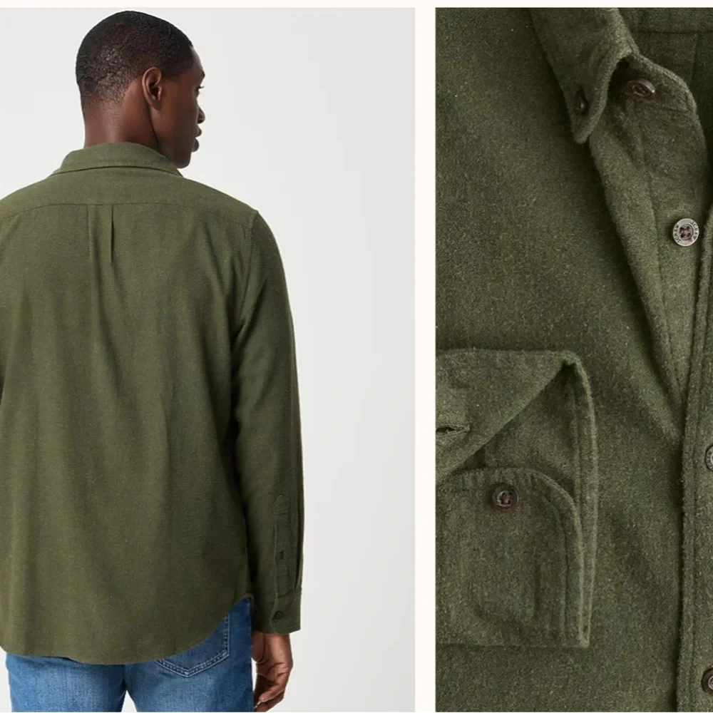 J. Crew Men's Classic Brushed Twill Casual Olive Button-Down Shirt Size S EUC